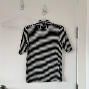 LOFT Striped Turtleneck Ribbed Sweater